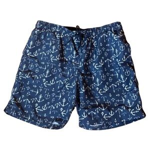 Lands’ End blue swim trunks with anchor print Size Large